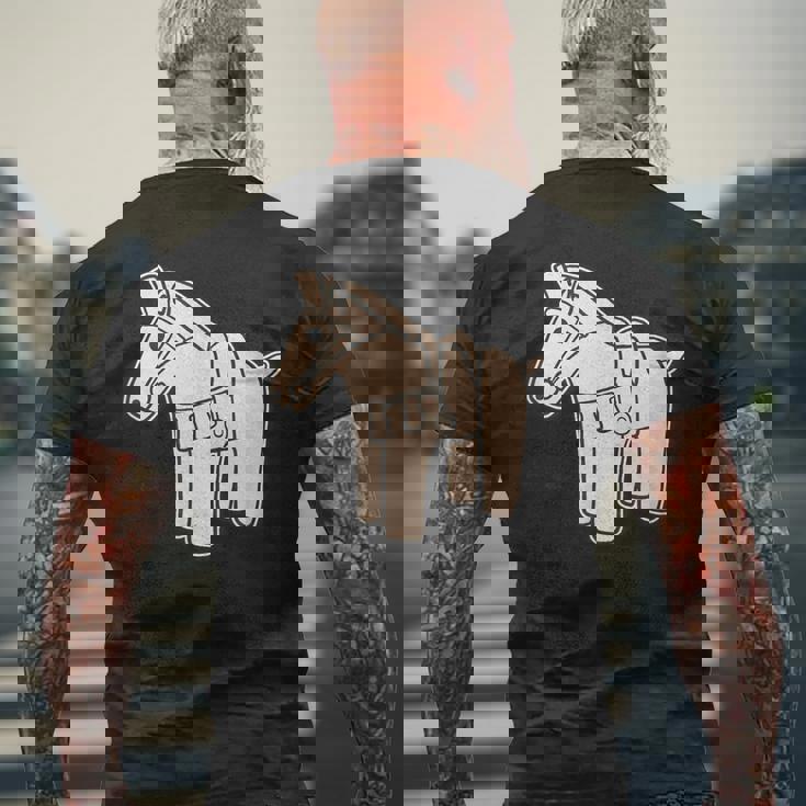 ハニワの馬 埴輪【ゆるフレンズ】歴史土器 シンプル かわいい イラスト メンズTシャツ バックプリント 高齢者への贈り物