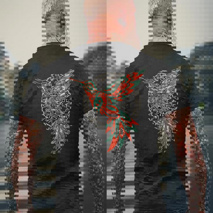 ハミングバード・トライバル・アート ネイティブアメリカン・インディアン・インディジナス メンズTシャツ バックプリント 高齢者への贈り物