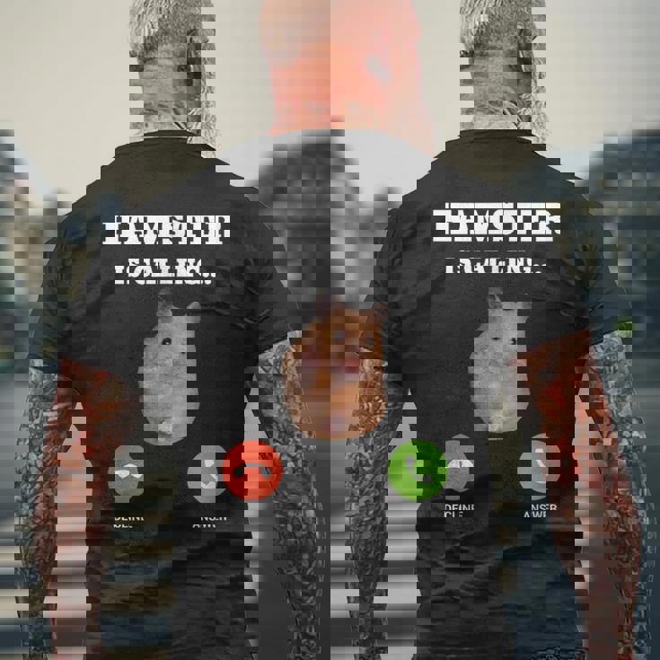 ハムスターミームが呼んでいます メンズTシャツ バックプリント 高齢者への贈り物