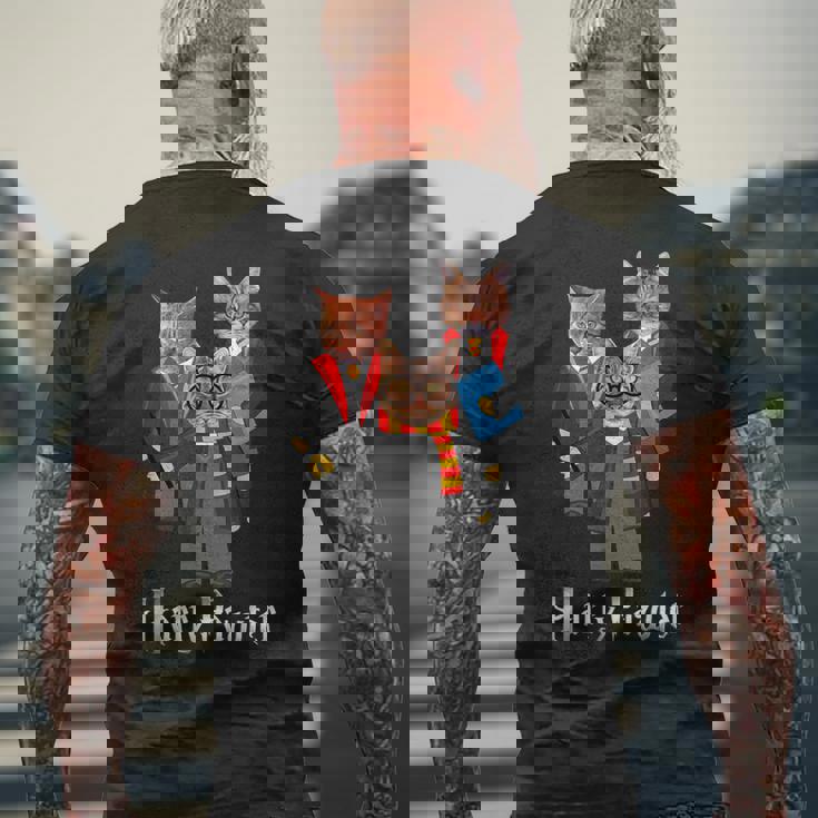 ハリーポッター 子猫 猫好きへのギフト かわいいポッター猫 メンズTシャツ バックプリント 高齢者への贈り物