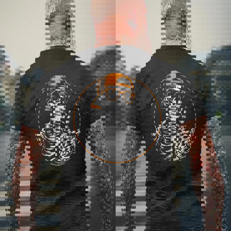 ハロウィン スケルトン ロックハンド ロッカー メンズ ボーイズ ロックミュージック メンズTシャツ バックプリント 高齢者への贈り物