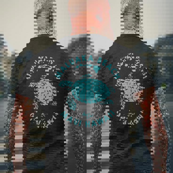 ハワイ ホヌ ウミガメ マルカビーチ マウイ メンズTシャツ バックプリント 高齢者への贈り物