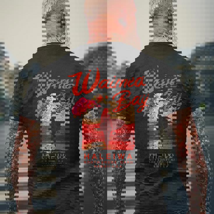 ハワイ ワイメア ベイ サーフィン ヴィンテージ ハワイアン メンズTシャツ バックプリント 高齢者への贈り物