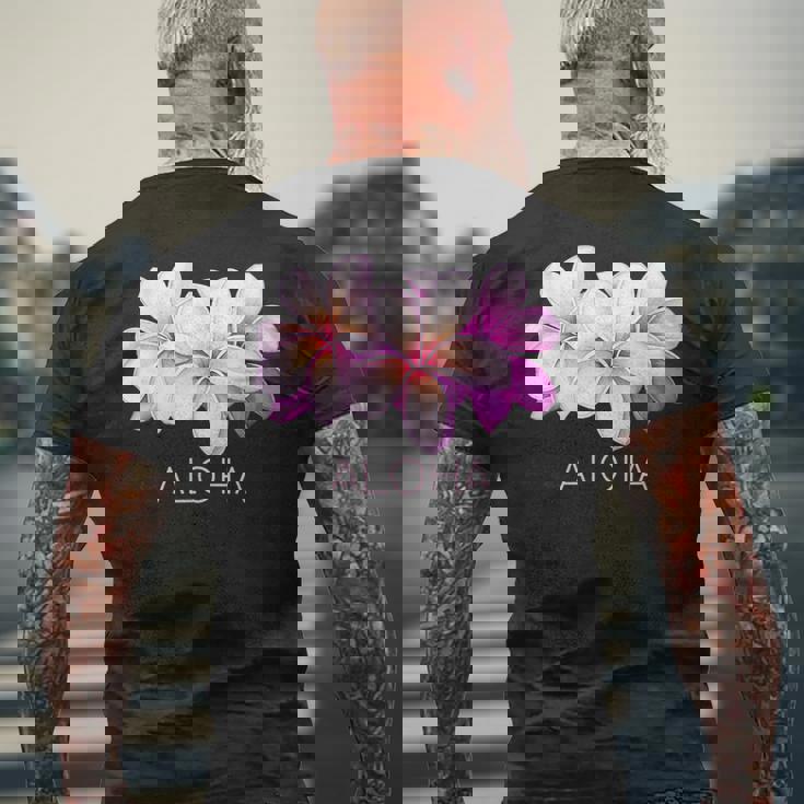 ハワイアンアロハプルメリアアート メンズTシャツ バックプリント 高齢者への贈り物