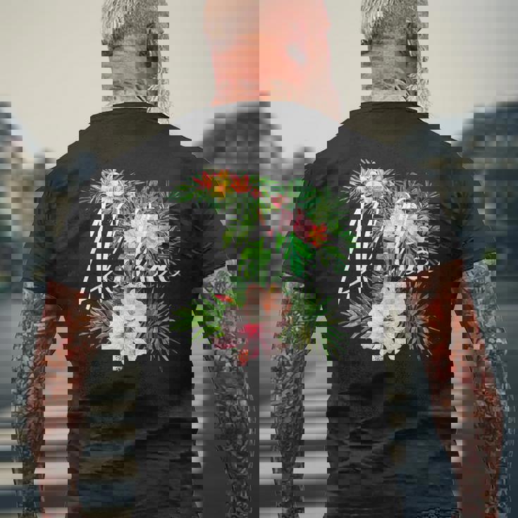 ハワイアンハイビスカスの花 アロハ メンズTシャツ バックプリント 高齢者への贈り物