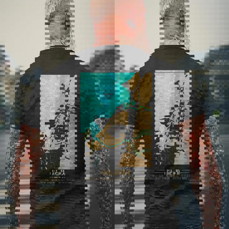 ハワイハレイワ ノースショア オアフ地図 メンズTシャツ バックプリント 高齢者への贈り物