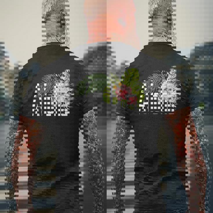 ハワイ島発アロハ フラワースピリットを感じる アロハ メンズTシャツ バックプリント 高齢者への贈り物