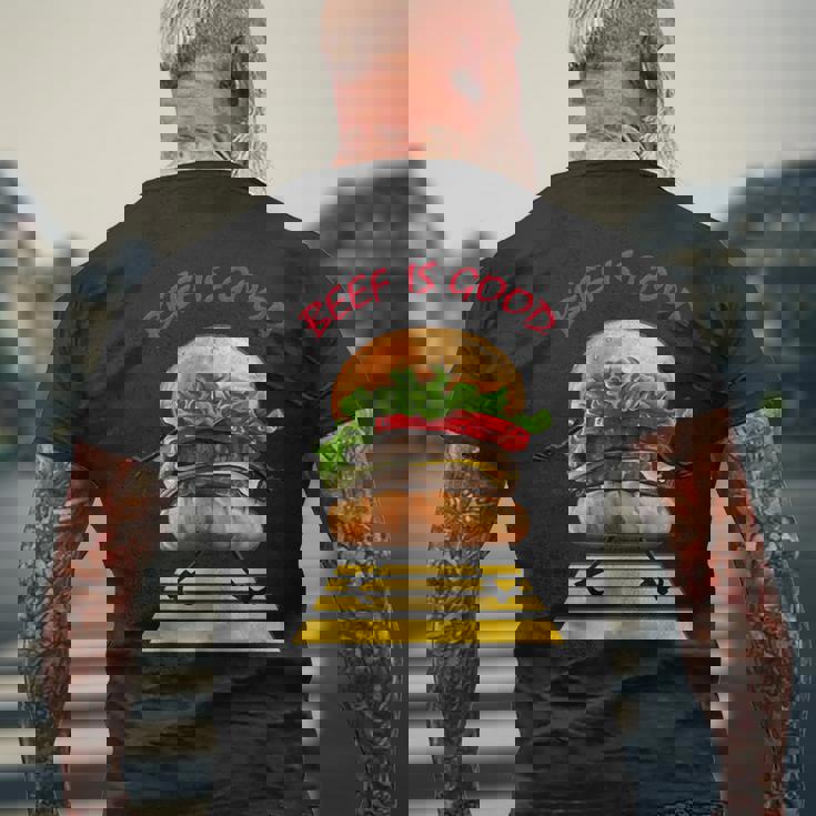 ハンバーガー 横断歩道 メンズTシャツ バックプリント 高齢者への贈り物