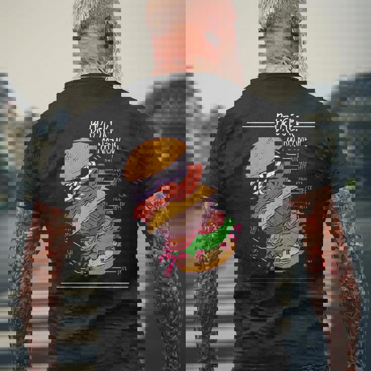 ハンバーガー 解剖図 面白いtシャツ ファストフード メンズ おもしろ グッズ 面白い 服 オリジナル ネタ 食べ物 メンズTシャツ バックプリント 高齢者への贈り物