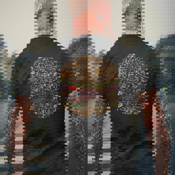 ハンバーガーの面白い食べ物のデザイン。 メンズTシャツ バックプリント 高齢者への贈り物