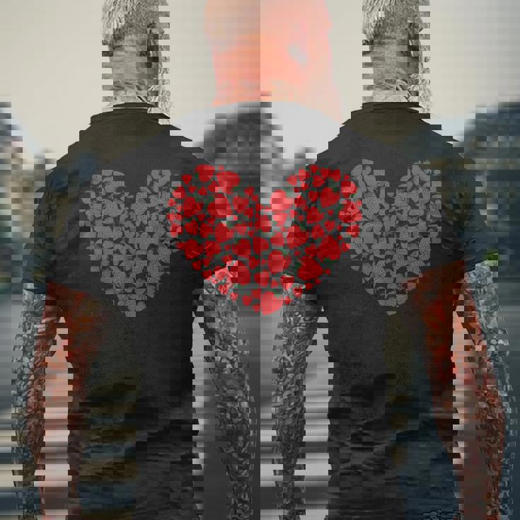 ハート ストロベリー ガーデニング メンズTシャツ バックプリント 高齢者への贈り物