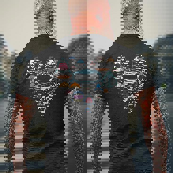 ハート ラブ サメ フェイス ファニー シャルカホリック メンズTシャツ バックプリント 高齢者への贈り物