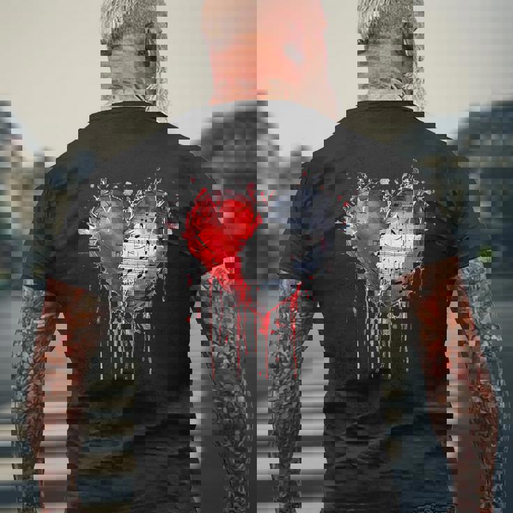 ハート 音符 パンクロック ゴシック 音楽愛好家 メンズTシャツ バックプリント 高齢者への贈り物