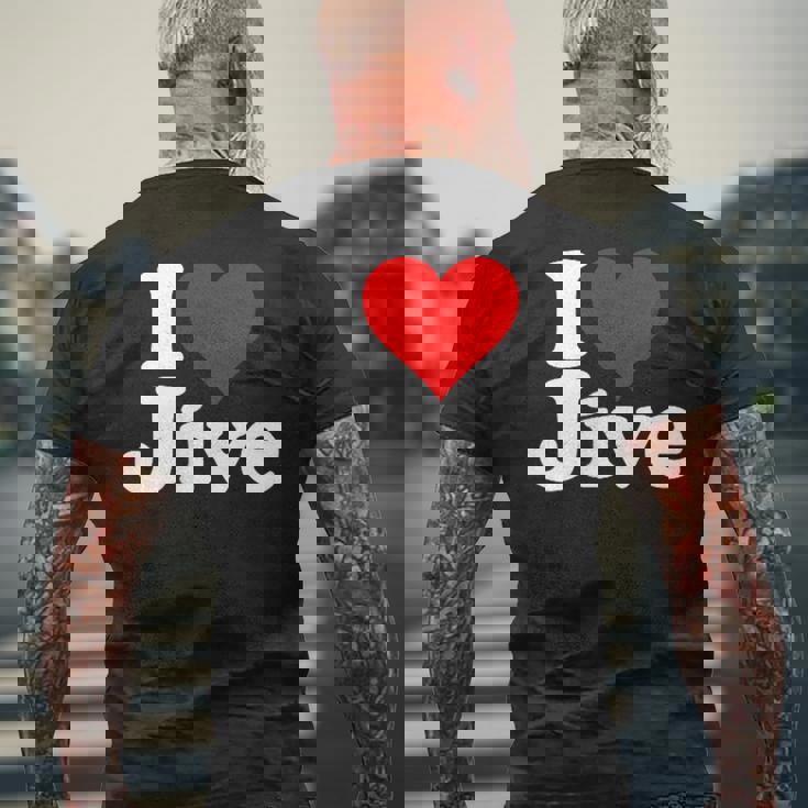 ハートジャイブジャズダンスミュージックが大好き メンズTシャツ バックプリント 高齢者への贈り物