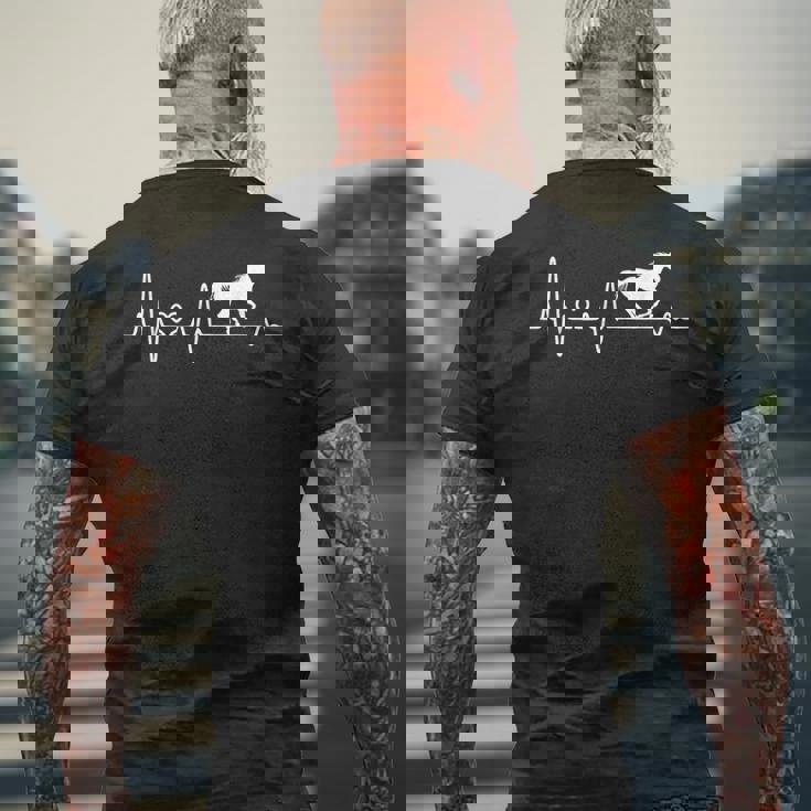 ハートビート、馬、馬好き、ライダー、贈り物、馬が大好き メンズTシャツ バックプリント 高齢者への贈り物