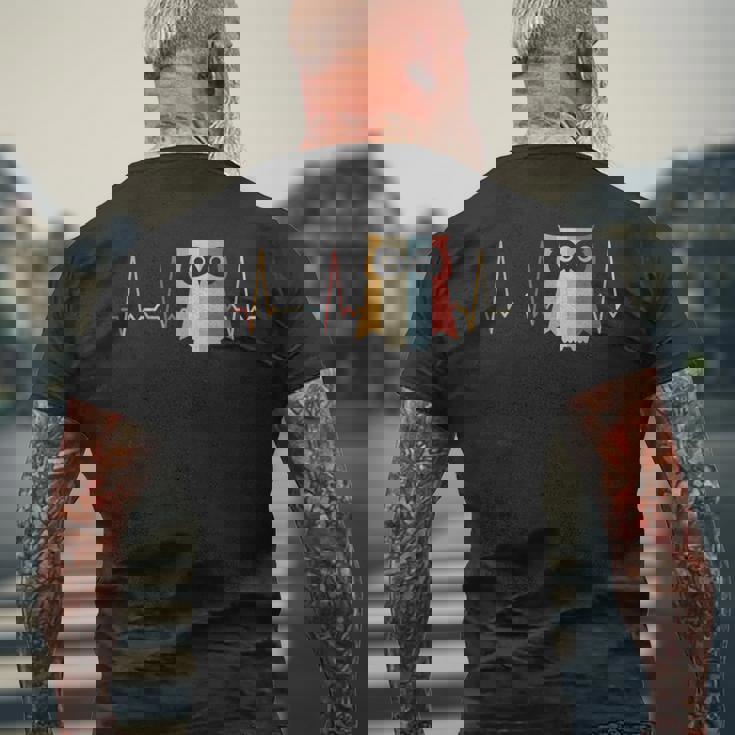 ハートビートフクロウ メンズTシャツ バックプリント 高齢者への贈り物