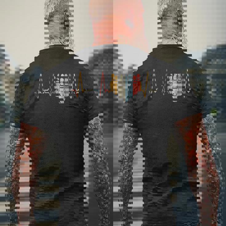 ハートビートボーリングピン メンズTシャツ バックプリント 高齢者への贈り物