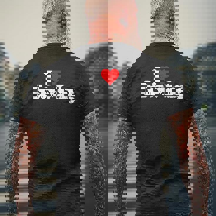 ハートボウリングが大好き メンズTシャツ バックプリント 高齢者への贈り物