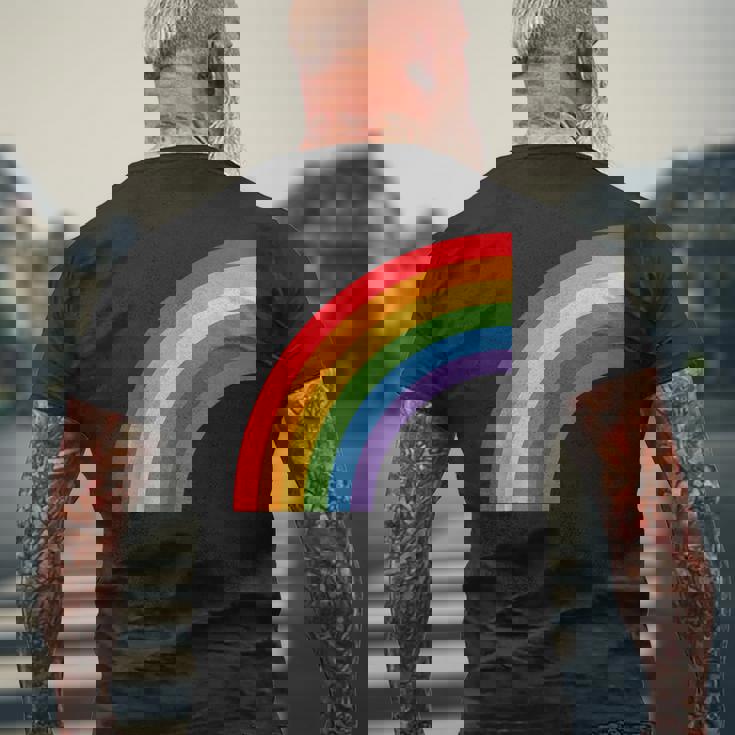 ハーフレインボー Roygbiv カラフルラッキーレインボー メンズTシャツ バックプリント 高齢者への贈り物