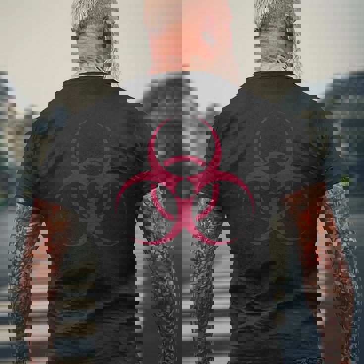 バイオハザードシンボル 生物学的ハザード警告標識 メンズTシャツ バックプリント 高齢者への贈り物