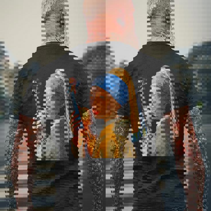 バイオリン 楽器 面白いtシャツ フェルメール かわいい メンズ 子供 おもしろ 服 グッズ ネタ 音楽 メンズTシャツ バックプリント 高齢者への贈り物