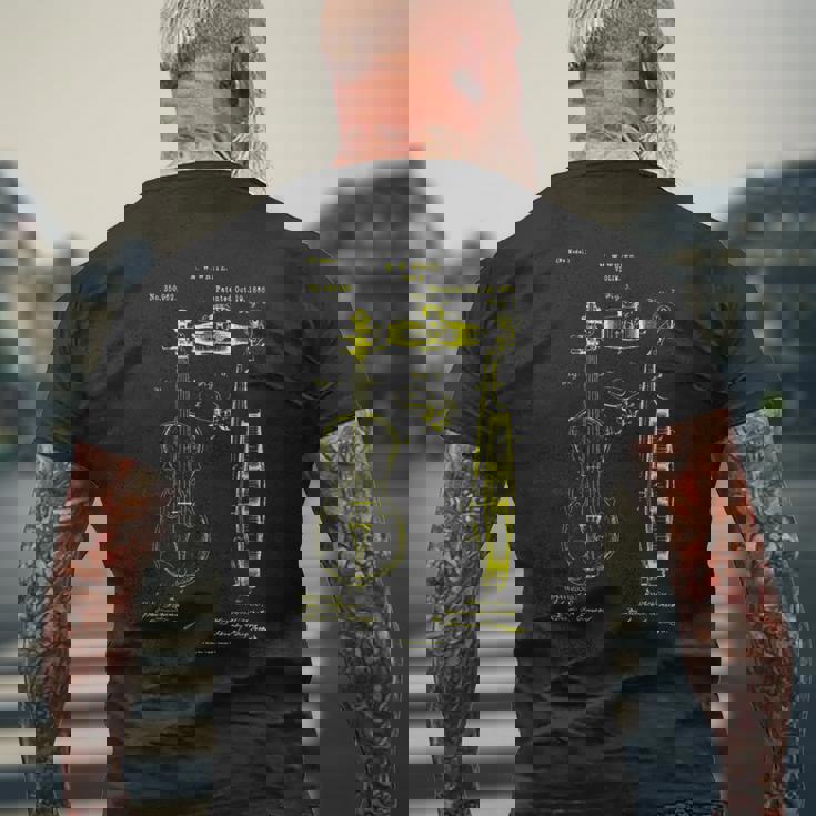 バイオリン奏者 バイオリン ビンテージ 特許 ストリング オーケストラ メンズTシャツ バックプリント 高齢者への贈り物