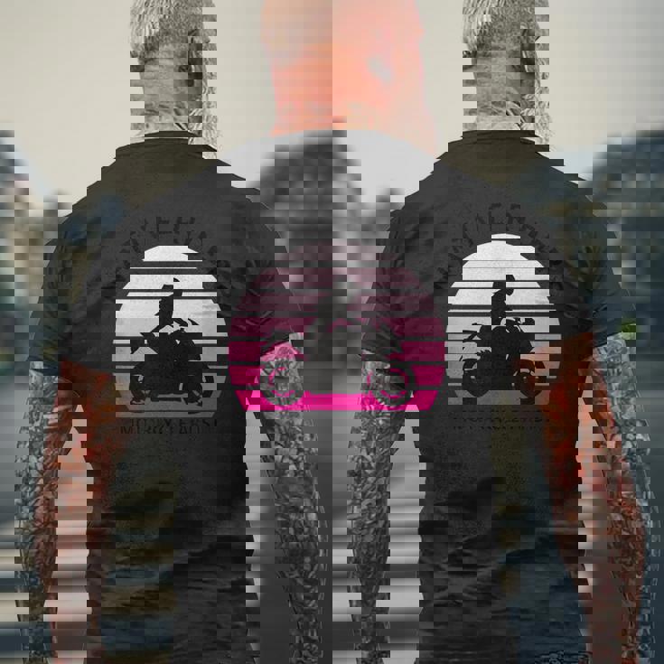 バイク おしゃれ フルカウル レディー オートバイ ツーリング ガール ライダー メンズTシャツ バックプリント 高齢者への贈り物