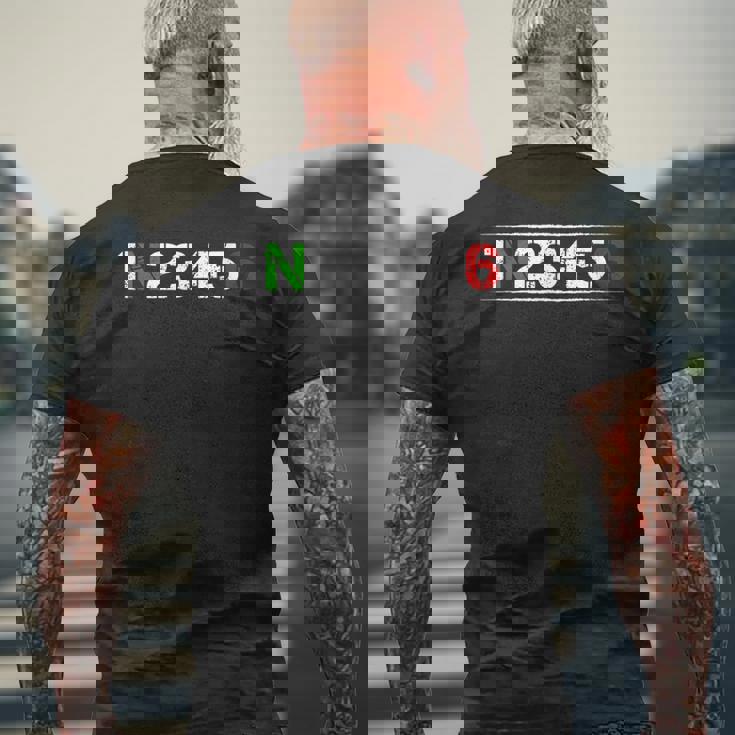 バイク ギアシフト 1N23456 バイク バイカー ツアー メンズTシャツ バックプリント 高齢者への贈り物