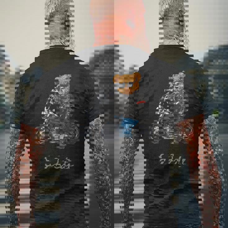 バイク クラシック オートバイ 熊 クルーザー メンズTシャツ バックプリント 高齢者への贈り物