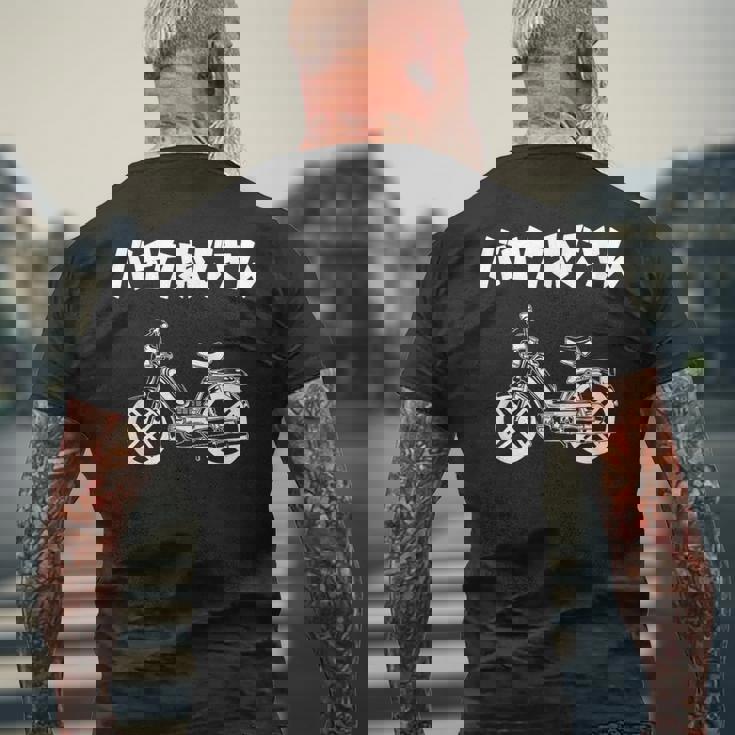バイクおじさん バイク ネイキッドバイク クラシックバイク ネオレトロ ツーリング好き アウトドア好き バイク好き 趣味 メンズTシャツ バックプリント 高齢者への贈り物