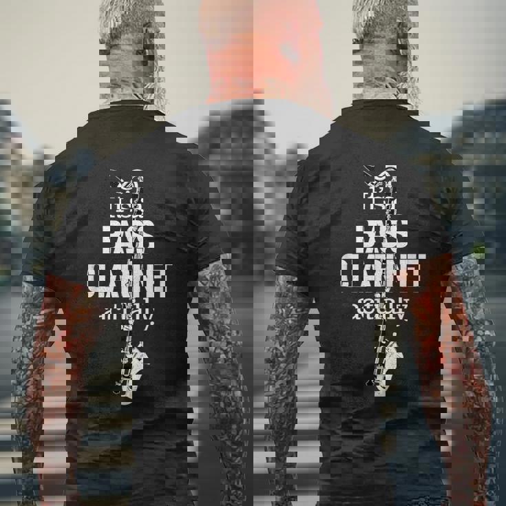 バスクラリネット奏者のためのクラリネットユーモア 面白いバスクラリネット Bass Clarinet メンズTシャツ バックプリント 高齢者への贈り物
