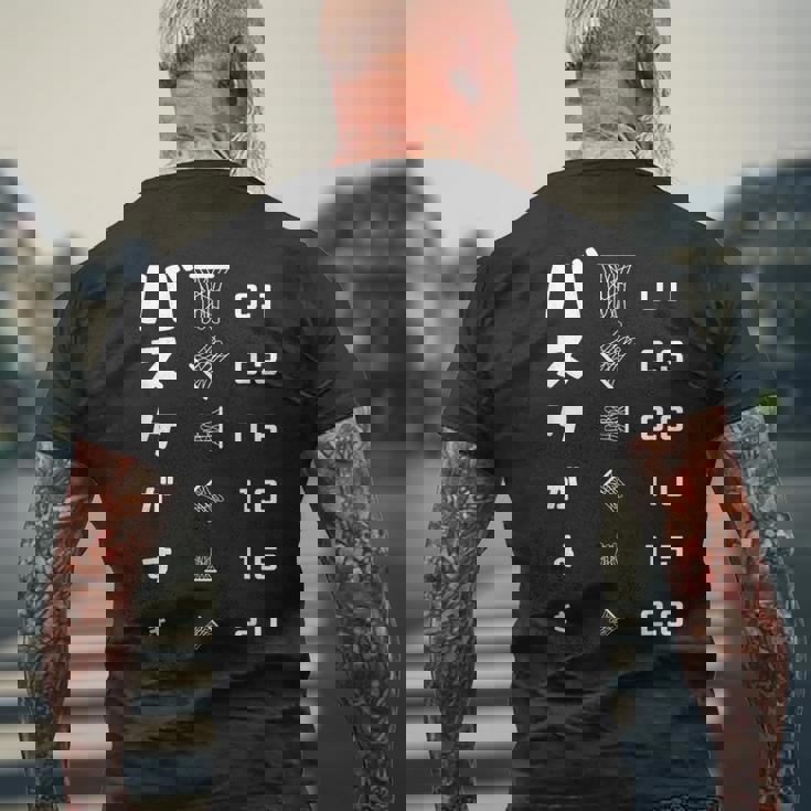 バスケがすき 視力検査 バスケ バスケ部 バスケットボール部 バスケ好き おもしろ バスケットボール メンズTシャツ バックプリント 高齢者への贈り物