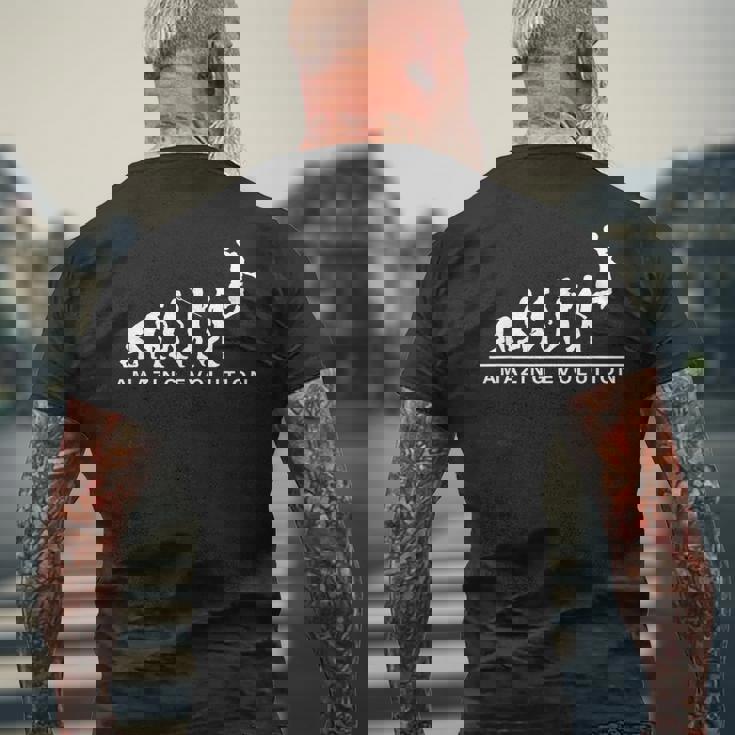 バスケットボール アメージング 進化論 面白い バスケ パロディ イラスト メンズTシャツ バックプリント 高齢者への贈り物