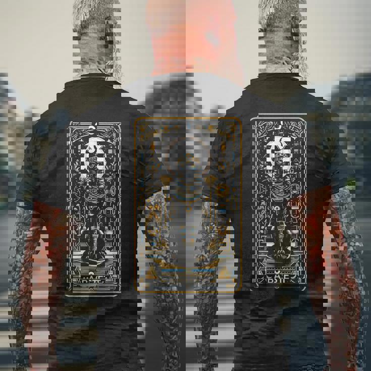 バステット 猫 女神 古代エジプト エジプト神話 メンズTシャツ バックプリント 高齢者への贈り物