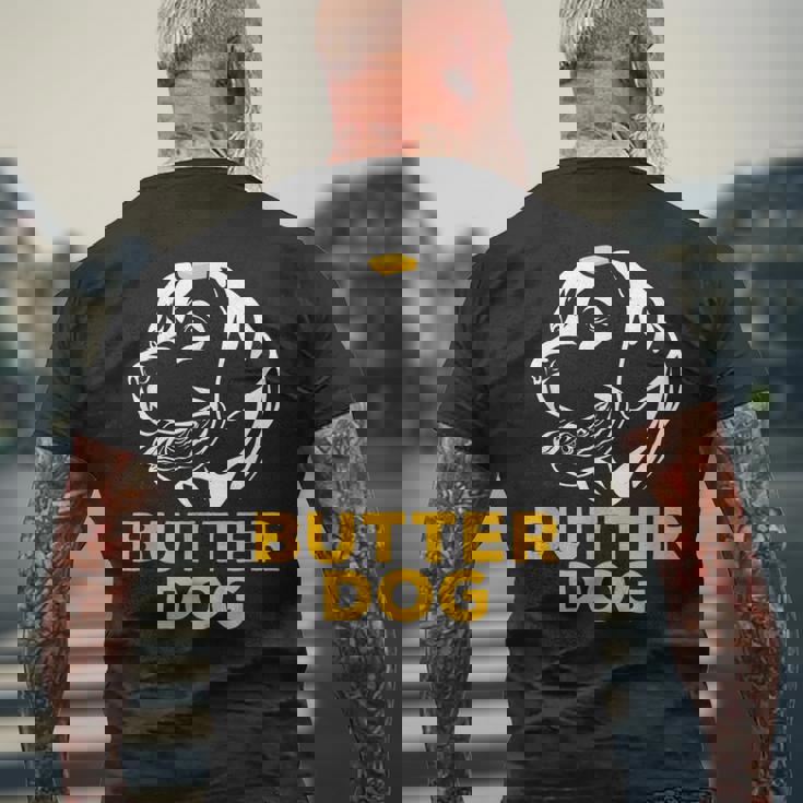 バター犬-彼のバターと一緒に犬面白いミーム メンズTシャツ バックプリント 高齢者への贈り物