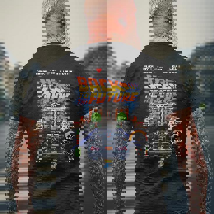 バック・トゥ・ザ・フューチャー 40周年記念ビデオゲームスタイル メンズTシャツ バックプリント 高齢者への贈り物