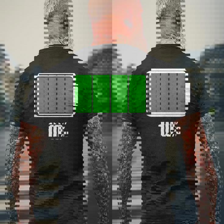 バッテリー 100 シャツ バッテリーフル充電 バッテリー満載 メンズTシャツ バックプリント 高齢者への贈り物