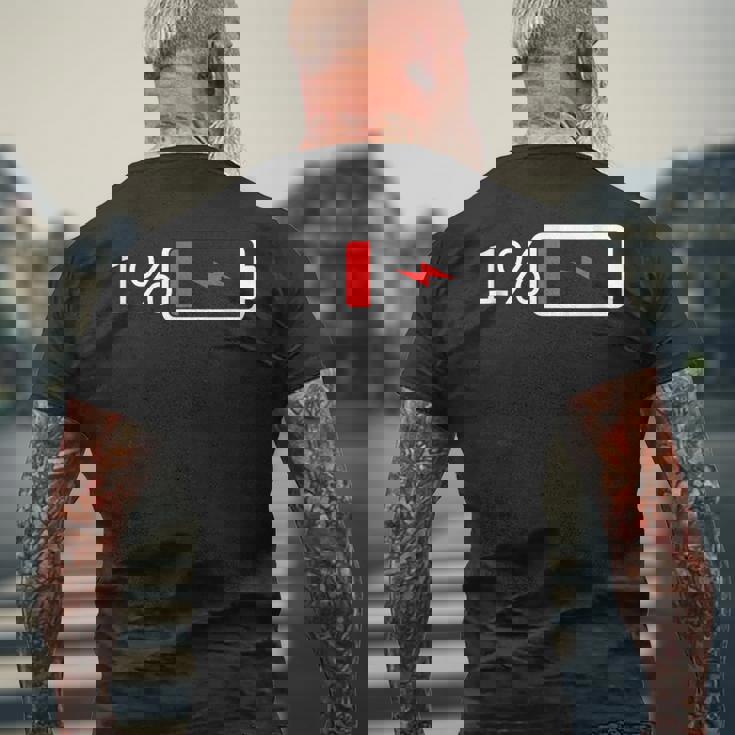 バッテリー1 – バッテリー1 I おもしろ低エネルギーパーセント メンズTシャツ バックプリント 高齢者への贈り物