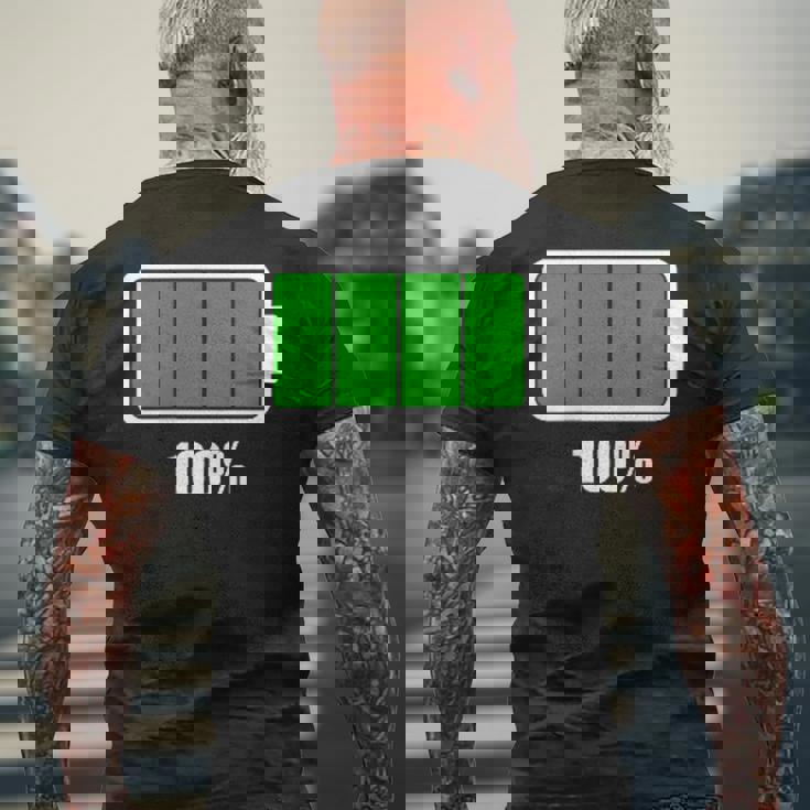 バッテリー100シャツ バッテリーハートフル充電バッテリーフル。 メンズTシャツ バックプリント 高齢者への贈り物