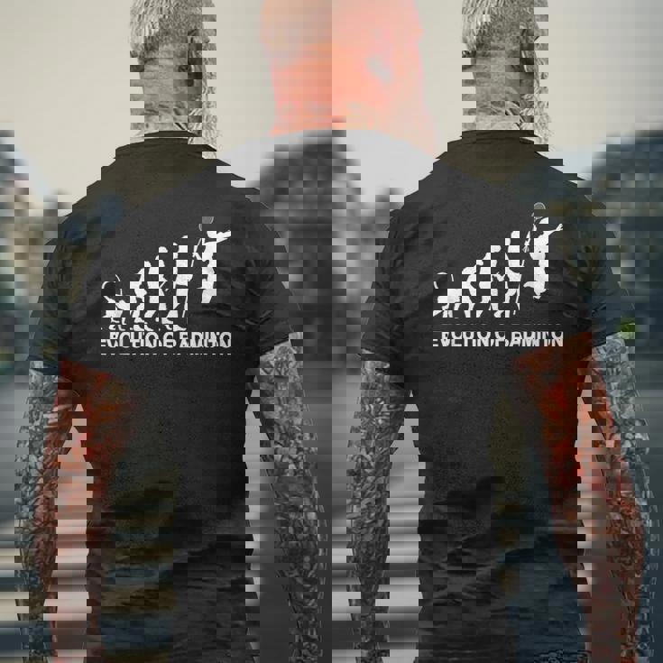 バドミントンの進化 メンズTシャツ バックプリント 高齢者への贈り物