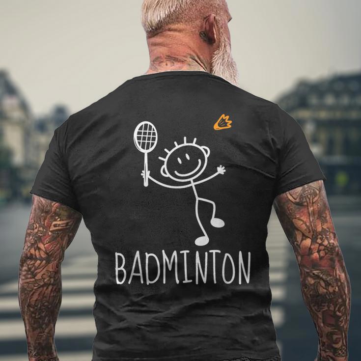 バドミントンプレーヤー バドミントンラケット シャトルコック バーディースポーツ メンズTシャツ バックプリント 高齢者への贈り物