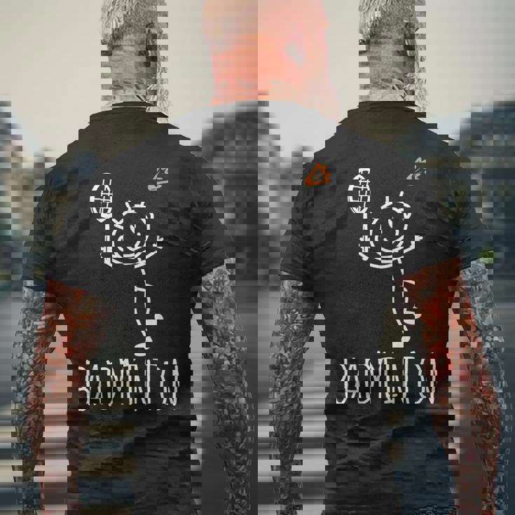 バドミントンプレーヤー バドミントンラケット シャトルコック バーディースポーツ メンズTシャツ バックプリント 高齢者への贈り物