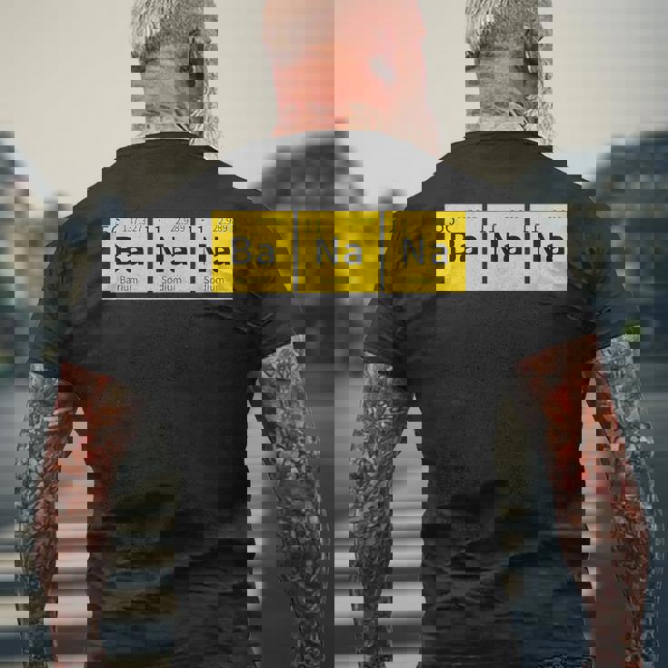 バナナおかしい化学元素周期表食品科学 メンズTシャツ バックプリント 高齢者への贈り物