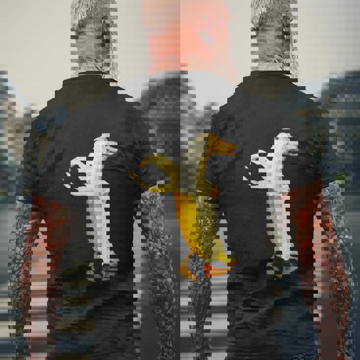 バナナアヒル。おかしいから人形の動物 メンズTシャツ バックプリント 高齢者への贈り物