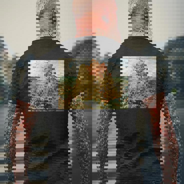 バベルの塔／ピーテル・ブリューゲル【世界の名画】（高精細画質） 美術館アート メンズTシャツ バックプリント 高齢者への贈り物