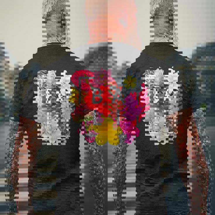 バリの花 ワードアート バリ島インドネシア土産 メンズTシャツ バックプリント 高齢者への贈り物