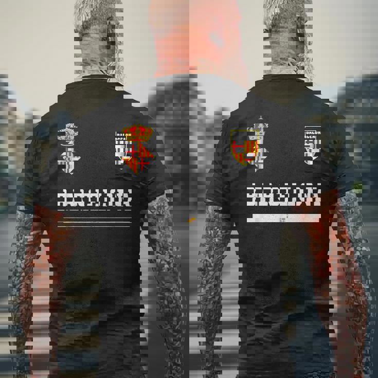 バルセロナ サッカースポーツ フラッグ フットボール メンズTシャツ バックプリント 高齢者への贈り物