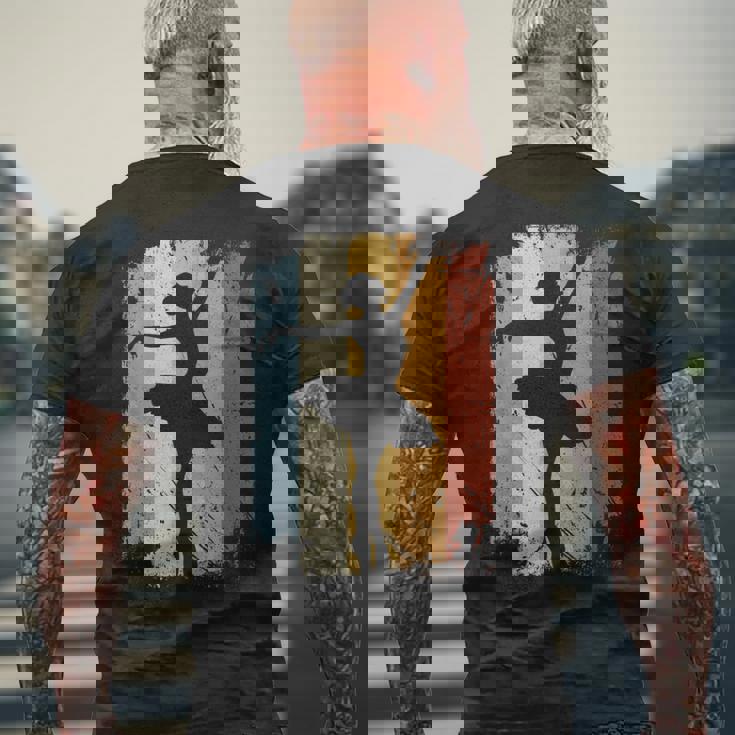 バレエダンスダンスバレリーナシューズ En Pointe ヴィンテージレトロ メンズTシャツ バックプリント 高齢者への贈り物