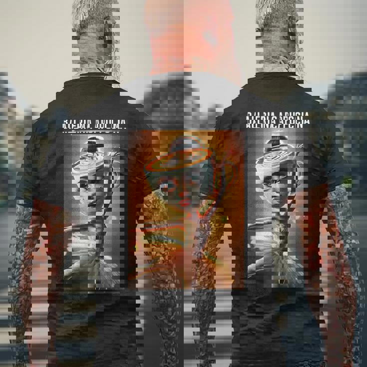 バレリーナ カプチーノ 面白い イタリアン ブレイン レッド メンズTシャツ バックプリント 高齢者への贈り物