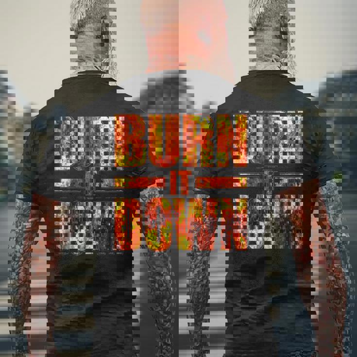 バーン・イット・ダウン・ファイヤー・フレイムズ メンズTシャツ バックプリント 高齢者への贈り物